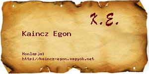 Kaincz Egon névjegykártya